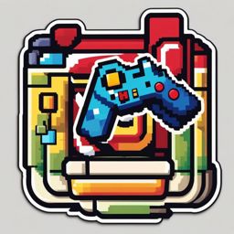 Retro game character power-up sticker- Pixelated and energized, , sticker vector art, minimalist design