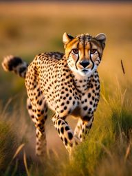 Cute Cheetah Sprinting in the African Grasslands 8k, cinematic, vivid colors