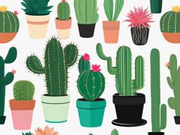 Cactus Trio Sticker - Three cute potted cacti, ,vector color sticker art,minimal