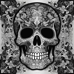 skull clipart: spooky skull with intricate designs. 