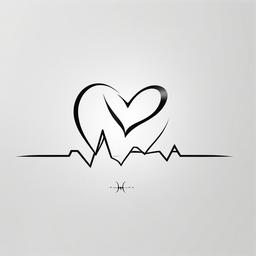 Heart Beat Line Tattoo - Embrace simplicity and style with a tattoo featuring a clean and elegant heart beat line.  simple vector color tattoo,minimal,white background