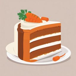 Carrot Cake Slice Clipart - A slice of carrot cake with cream cheese frosting.  color vector clipart, minimal style