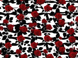 Black And Red Rose Background-Black with scattered red roses and white accents  background wallpaper