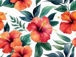 Hibiscus Watercolor Tattoo - Explore the artistic beauty of watercolor with a hibiscus watercolor tattoo, featuring vibrant hues and fluid brushstrokes.  simple color tattoo, minimal, white background