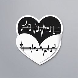 Heartbeat with Music Notes Emoji Sticker - A love melody echoing in the heart, , sticker vector art, minimalist design