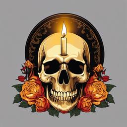 Skull clipart - skull surrounded by candles  