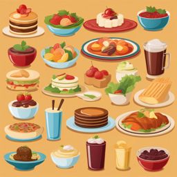 food clipart - displaying an array of delicious dishes. 