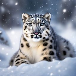 Cute Snow Leopard in a Snowy Realm  clipart, simple