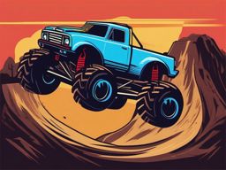 Monster Truck Clipart - A monster truck crushing obstacles with power.  transport, color vector clipart, minimal style