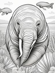 Manatee Coloring Pages - Gentle Sea Cow of the Ocean  black outline printable coloring page