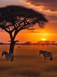 sunset over the savannah, witnessing a breathtaking sunset over the african savannah. 