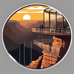 Grand Canyon Skywalk sticker- Glass-bottomed observation platform over the Grand Canyon, , sticker vector art, minimalist design