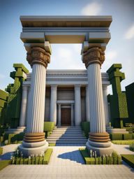 ancient roman villa with classical columns and statues - minecraft house ideas minecraft block style