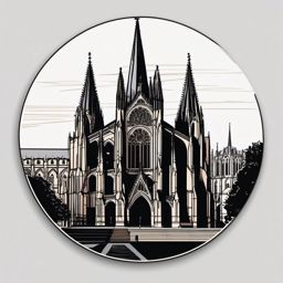 Metz Cathedral sticker- Gothic cathedral in the French city of Metz, , sticker vector art, minimalist design