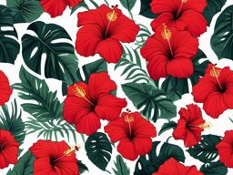 Hibiscus Clip Art - A tropical red hibiscus flower in full bloom,  color vector clipart, minimal style