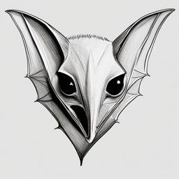 drawing of a lesser long-nosed bat  minimal rough sketch scribbles,doodles,black and white