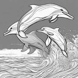 Dolphins jumping out of the ocean  simple coloring pages