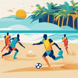 Beach Soccer clipart - Energetic beach soccer match, ,vector color clipart,minimal