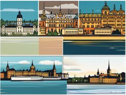 Stockholm clipart - Stockholm Palace and city islands, ,color clipart vector style