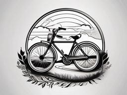 Bicycle Tattoo - A vintage bicycle tattoo on a winding road  few color tattoo design, simple line art, design clean white background