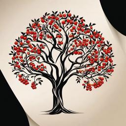 rowan tree tattoo  simple vector color tattoo