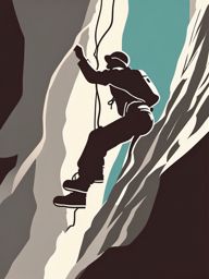 Rock Climbing Clipart - A rock climber clinging to a vertical cliff.  color vector clipart, minimal style