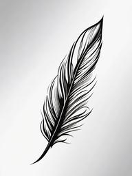 Feather Tattoo - Symbolizing freedom and spirituality.  simple vector tattoo,minimalist,white background
