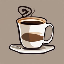 Coffee Cup Sticker - Steaming cup of coffee, ,vector color sticker art,minimal