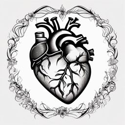 Tattoo heart outline, Essence of a heart captured in a simple outline, narrating the story of love. , tattoo color art, clean white background