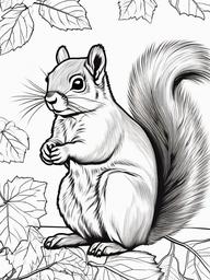 Thanksgiving Squirrel Coloring Pages - Cute Critter of the Autumn Season  minimal black outline printable sheet, coloring page