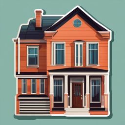 Retro Suburban House Sticker - Convey the nostalgia of the 1950s with the charming and retro suburban house sticker, , sticker vector art, minimalist design