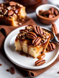 warm and gooey pecan sticky bun, topped with caramelized pecans and cinnamon. 