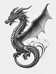 Forehand Tattoo - Tattoo designed for the forehand area, featuring a dragon.  simple color tattoo,minimalist,white background