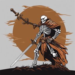 skeleton clipart - a skeletal warrior with a rusty sword. 