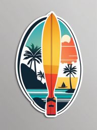 Surfboard Sticker - Beach lifestyle, ,vector color sticker art,minimal