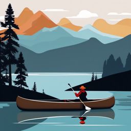 Mountain Serenity with Canoe clipart - Canoeing in mountain serenity, ,vector color clipart,minimal