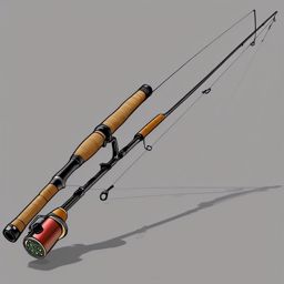 Clipart fishing rod, A detailed fishing rod ready for casting.  simple, 2d flat