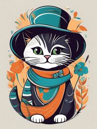 Whimsical Cat Art - Whimsical artwork featuring a cat in a playful and funny role. , t shirt vector art