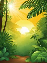 sunlight clipart,warming a lush, tropical rainforest 