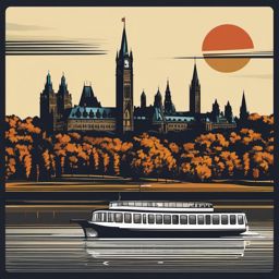 Ottawa clipart - Parliament Hill and Ottawa River,  color vector clipart