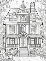 Gingerbread House Coloring Printable  outling,coloring pages,black and whit