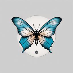 yin yang butterfly tattoo  simple color tattoo, minimal, white background