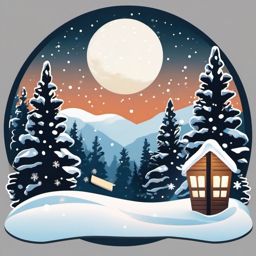 First Snowfall Sticker - Delight in the magic of the first snowfall with this enchanting and winter-themed sticker, , sticker vector art, minimalist design