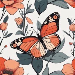 butterfly flower tattoo minimalist color design 