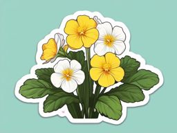 Primrose Sticker - Welcome the early and cheerful blooms of primroses with this delightful sticker, , sticker vector art, minimalist design