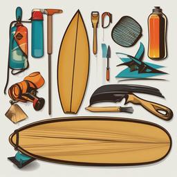 Surfboard clipart - surfboard wax and tools  vector clipart