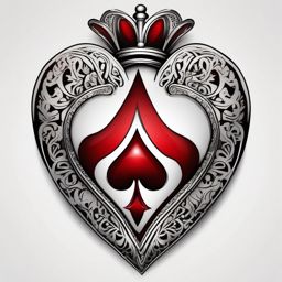 Ace of hearts tattoo, Ace of hearts, symbolizing luck and love, permanently etched in ink. , tattoo color art, clean white background