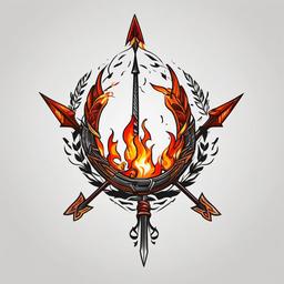 fire arrow tattoo  simple color tattoo,white background