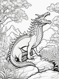 Princess and Dragon Coloring Pages - Adventurous Scene with a Fierce Dragon  minimal black outline printable sheet, coloring page