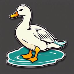 Duck Sticker - A quacking duck with webbed feet, ,vector color sticker art,minimal